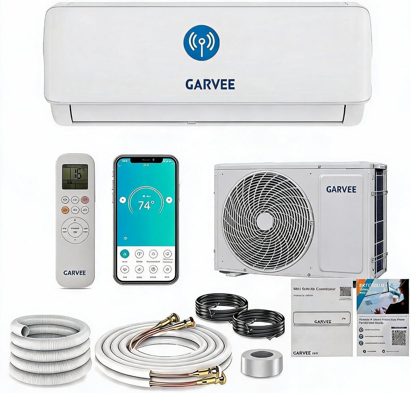 GarveeMore Split-Klimagerät 18000BTU 7Mode Wandgerät Mit Wärmepumpe,Wifi/App Epicooler Klimaanlage, Leise56Db,Timerfunktion,Montagematerial,Klima Splitgerät Kühlen&Heizen
