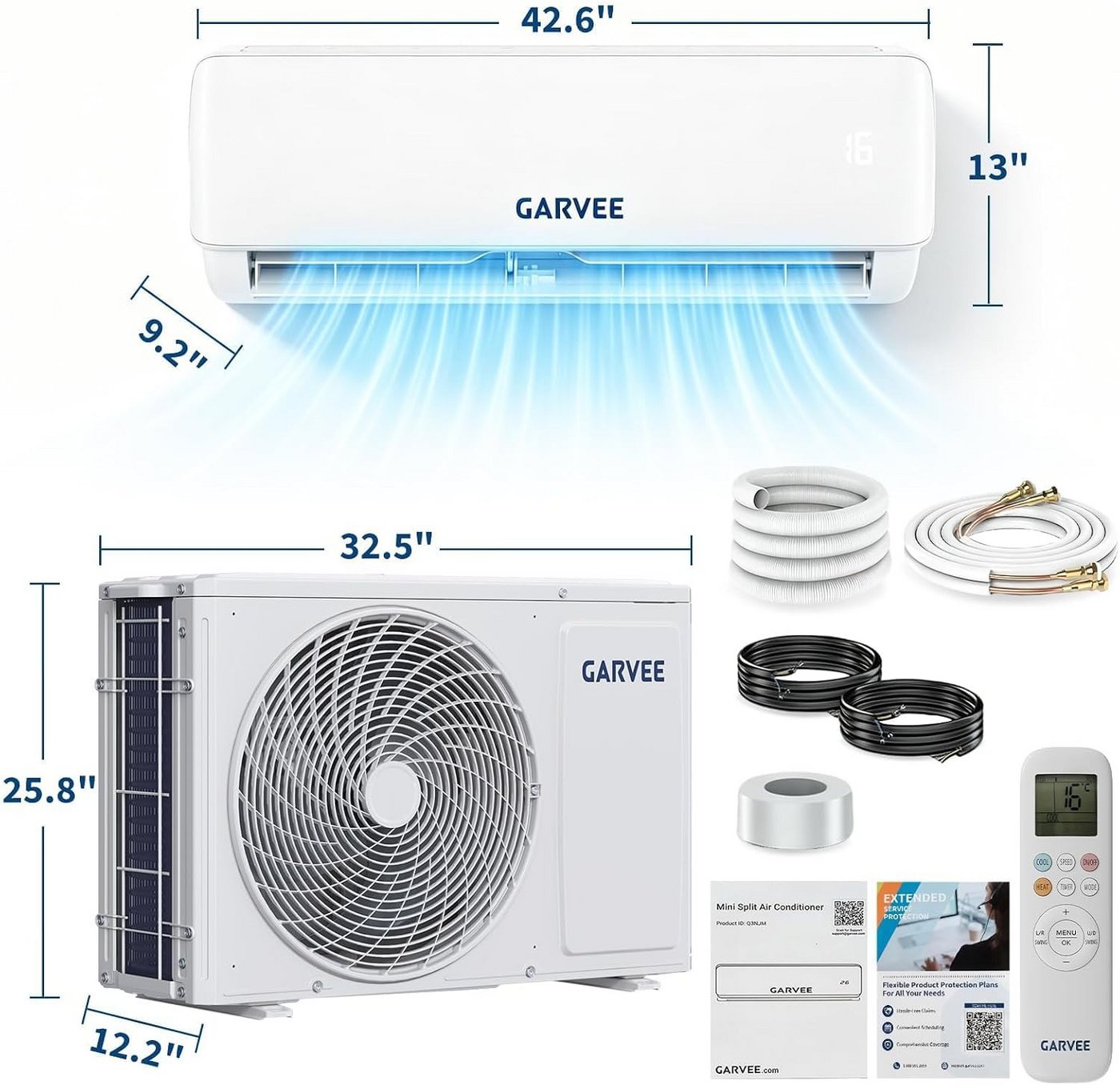 GarveeMore Split-Klimagerät 18000BTU 7Mode Wandgerät Mit Wärmepumpe,Wifi/App Epicooler Klimaanlage, Leise56Db,Timerfunktion,Montagematerial,Klima Splitgerät Kühlen&Heizen Bild 2
