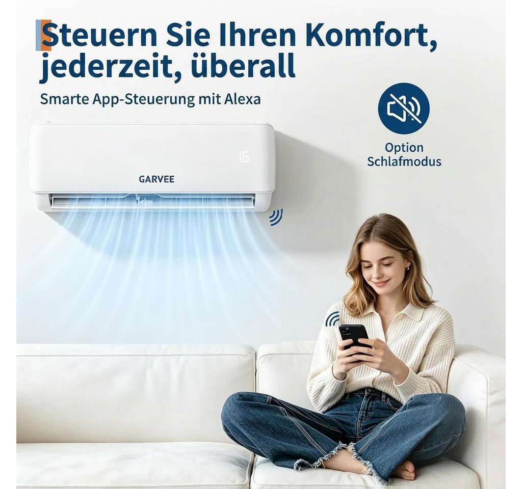 GarveeMore Split-Klimagerät 18000BTU 7Mode Wandgerät Mit Wärmepumpe,Wifi/App Epicooler Klimaanlage, Leise56Db,Timerfunktion,Montagematerial,Klima Splitgerät Kühlen&Heizen Bild 4