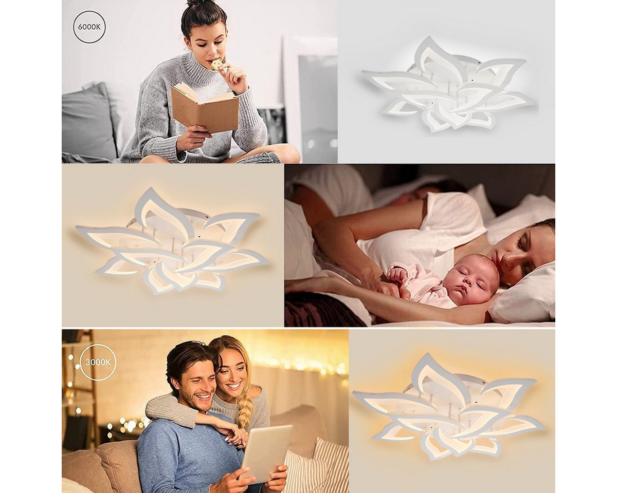 oyajia Deckenleuchte 10 Köpfe LED Deckenleuchte 82cm, Blumenförmiges Wohnzimmer Deckenlampe, LED fest integriert Bild 3