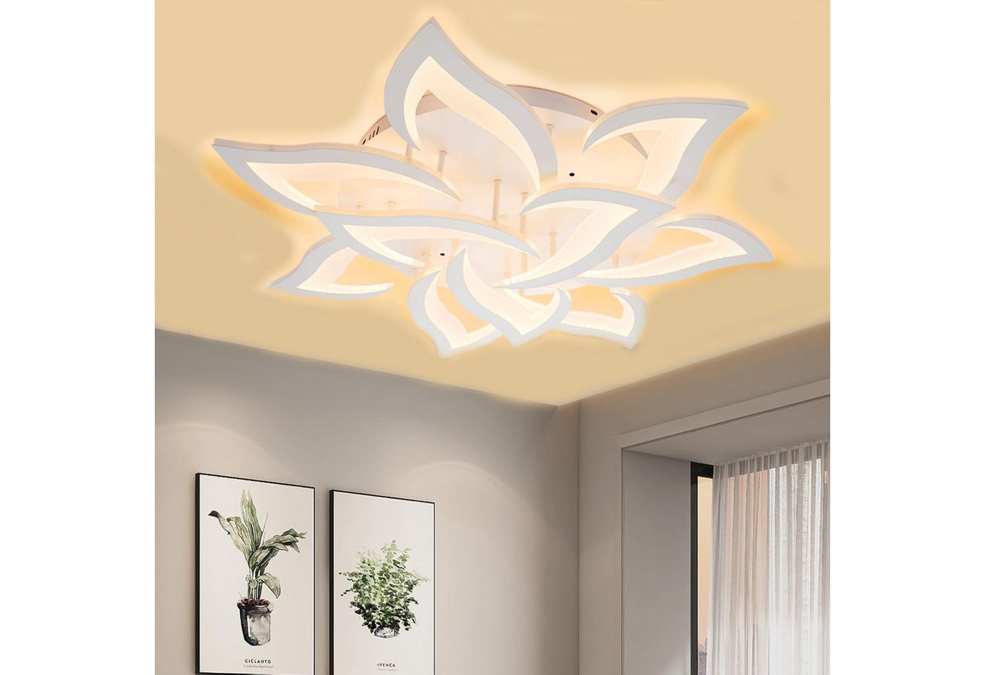 oyajia Deckenleuchte 10 Köpfe LED Deckenleuchte 82cm, Blumenförmiges Wohnzimmer Deckenlampe, LED fest integriert Bild 5