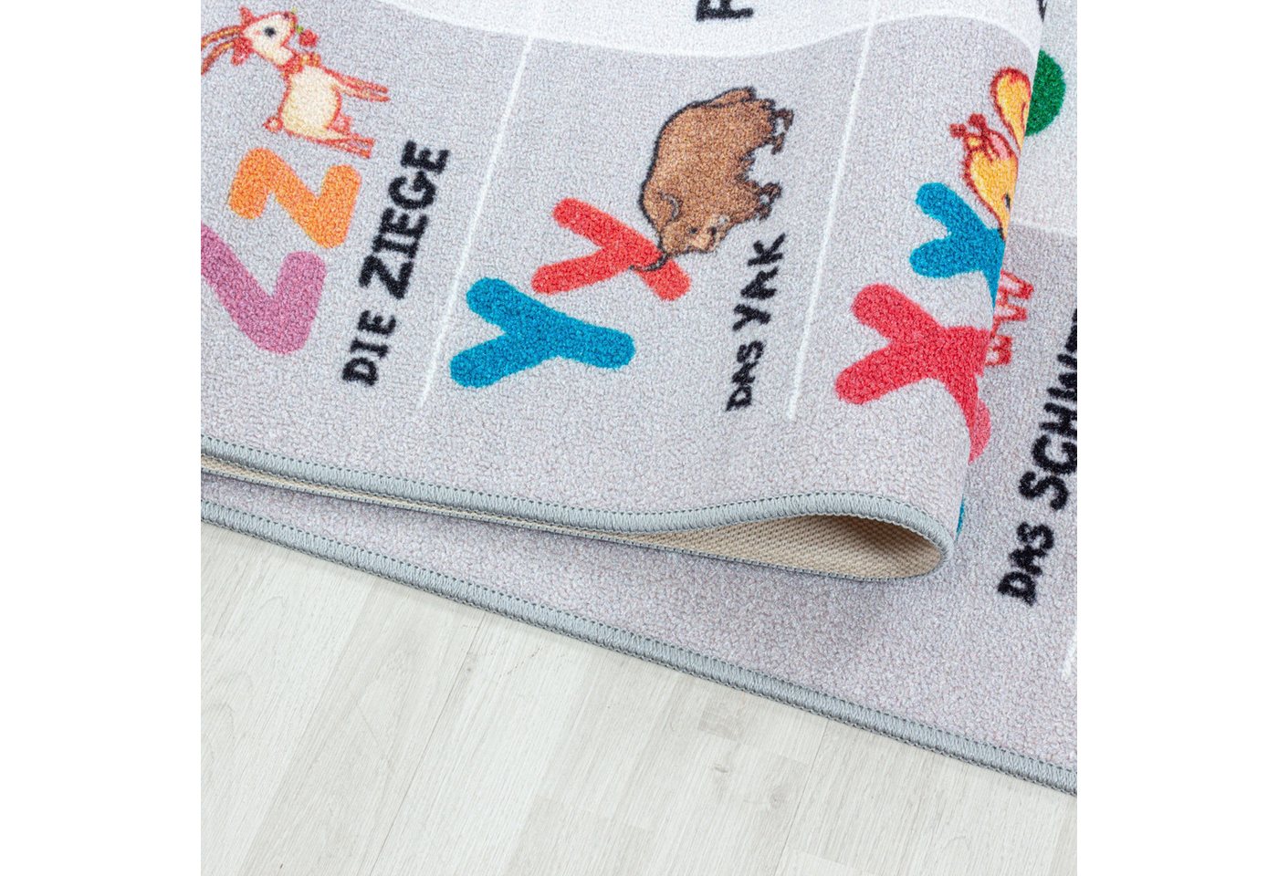 Teppium Teppich Alphabet - Buchstaben - Zahlen - Tiere, Rechteckig, Höhe: 7 mm, Teppich Kinderzimmer Alphabet-Buchstaben Rutschfest Waschbar Bild 4