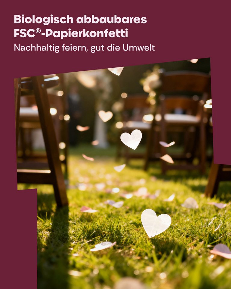 Partyjoker Konfetti Konfettikanone Herzen Weiß - FSC Konfetti - 5-8 m Strahl - Party, FSC Papier Konfetti – Sicherer 8m Strahl Hochzeit Bild 4
