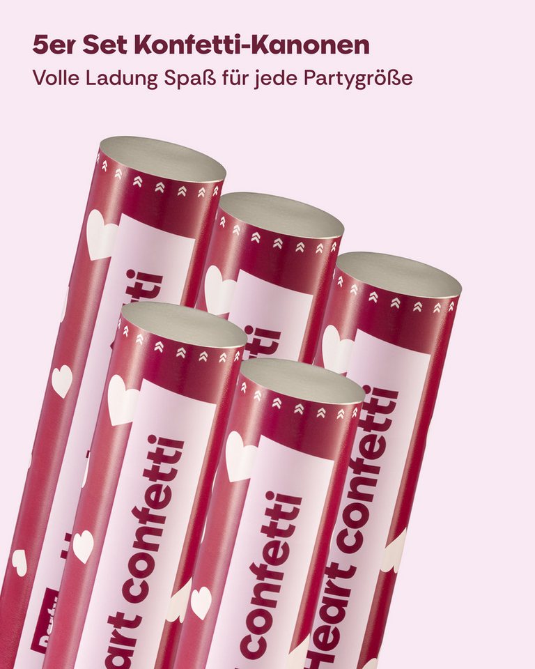 Partyjoker Konfetti Konfettikanone Herzen Weiß - FSC Konfetti - 5-8 m Strahl - Party, FSC Papier Konfetti – Sicherer 8m Strahl Hochzeit Bild 5