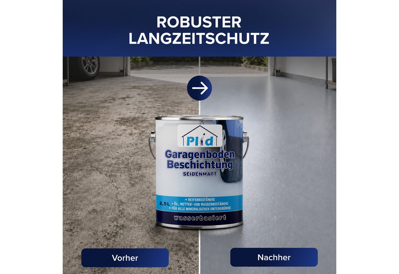 plid Bodenversiegelung Premium Garagenbodenbeschichtung Bodenbeschichtung Bodenfarbe Set, Schnelltrocknend Bild 2
