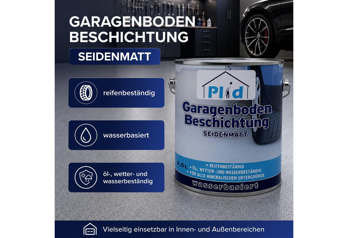 plid Bodenversiegelung Premium Garagenbodenbeschichtung Bodenbeschichtung Bodenfarbe Set, Schnelltrocknend Bild 4