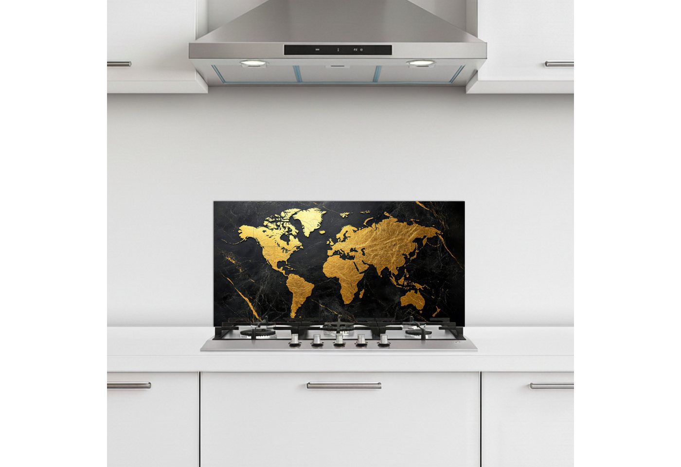 KitchenYeah Küchenrückwand selbstklebend (keine Folie) Weltkarte - Gold - Marmor, (1-tlg), Küchenrückwand, Spritzschutz, Kitchen, 60x30 cm Bild 3