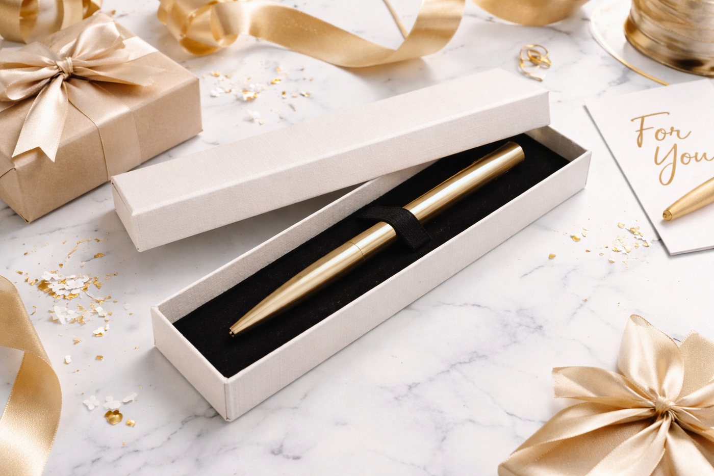 Dany Marcus Drehkugelschreiber Edelstahl-Kugelschreiber, Gold Matt, Elegantes Design, in Geschenkbox, (Set, Kugelschreiber mit Geschenkbox), inkl. Geschenkbox, mit Mine in schwarz Bild 5