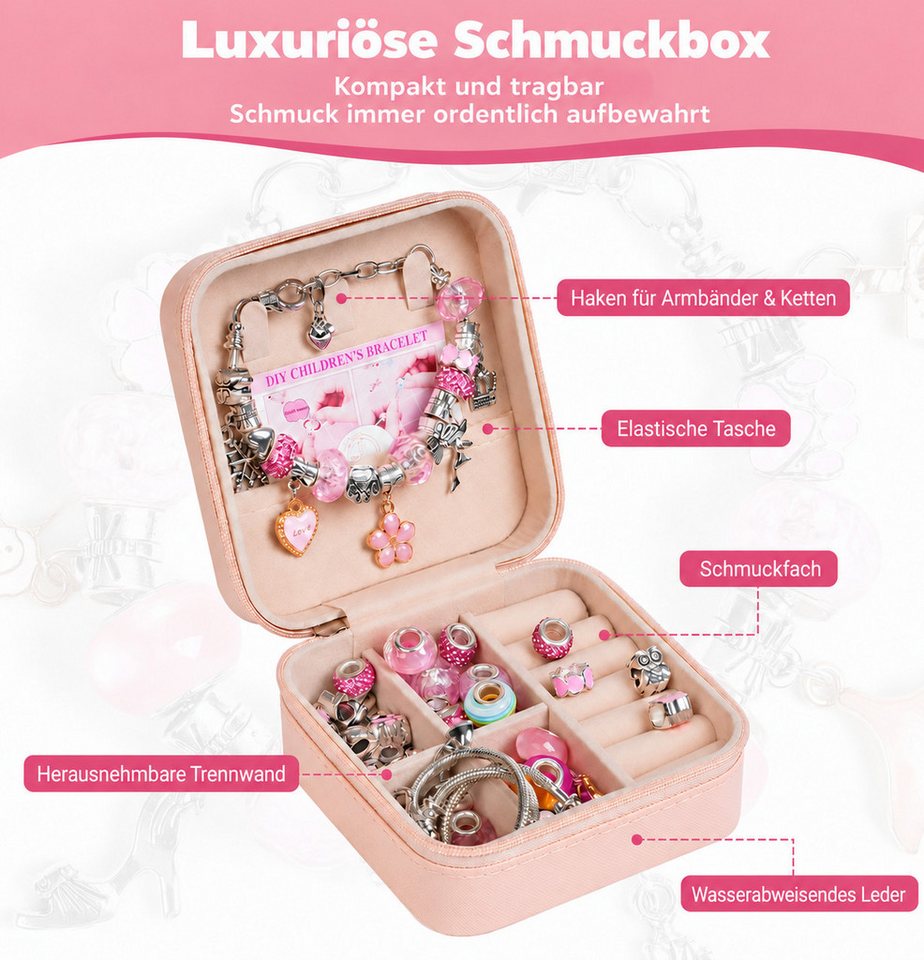 ibettertec Bastel-Armband Kreativset, Schmuckset für Mädchen, 66-tlg. Armband-Bastelset, Geschenk für Mädchen im Alter von 5–12 Jahren Bild 4