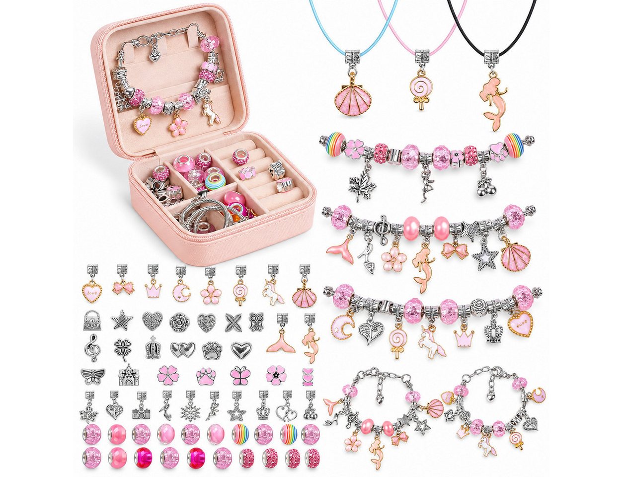 ibettertec Bastel-Armband Kreativset, Schmuckset für Mädchen, 66-tlg. Armband-Bastelset, Geschenk für Mädchen im Alter von 5–12 Jahren Bild 5