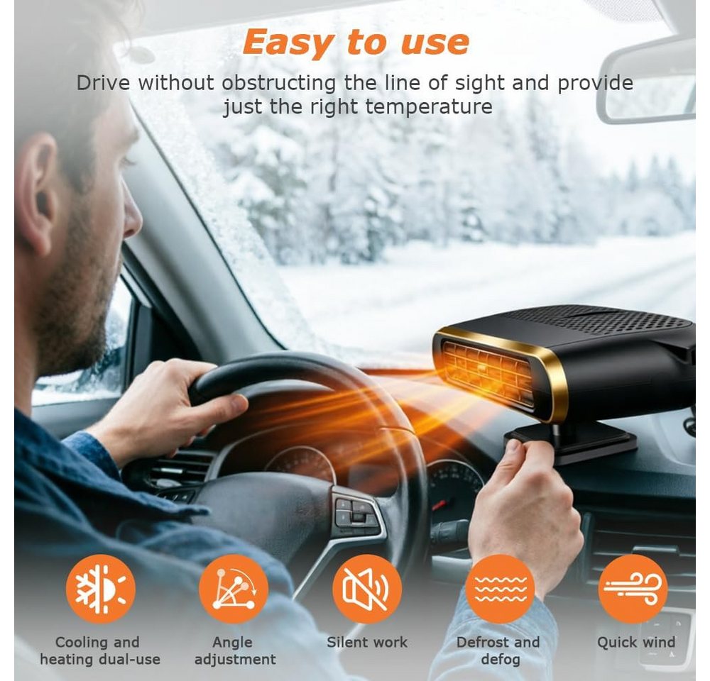 FELIXLEO Heizlüfter Autoheizung 12 V 120 W 2 in 1 Heizlüfter und Defroster 360° Bild 4