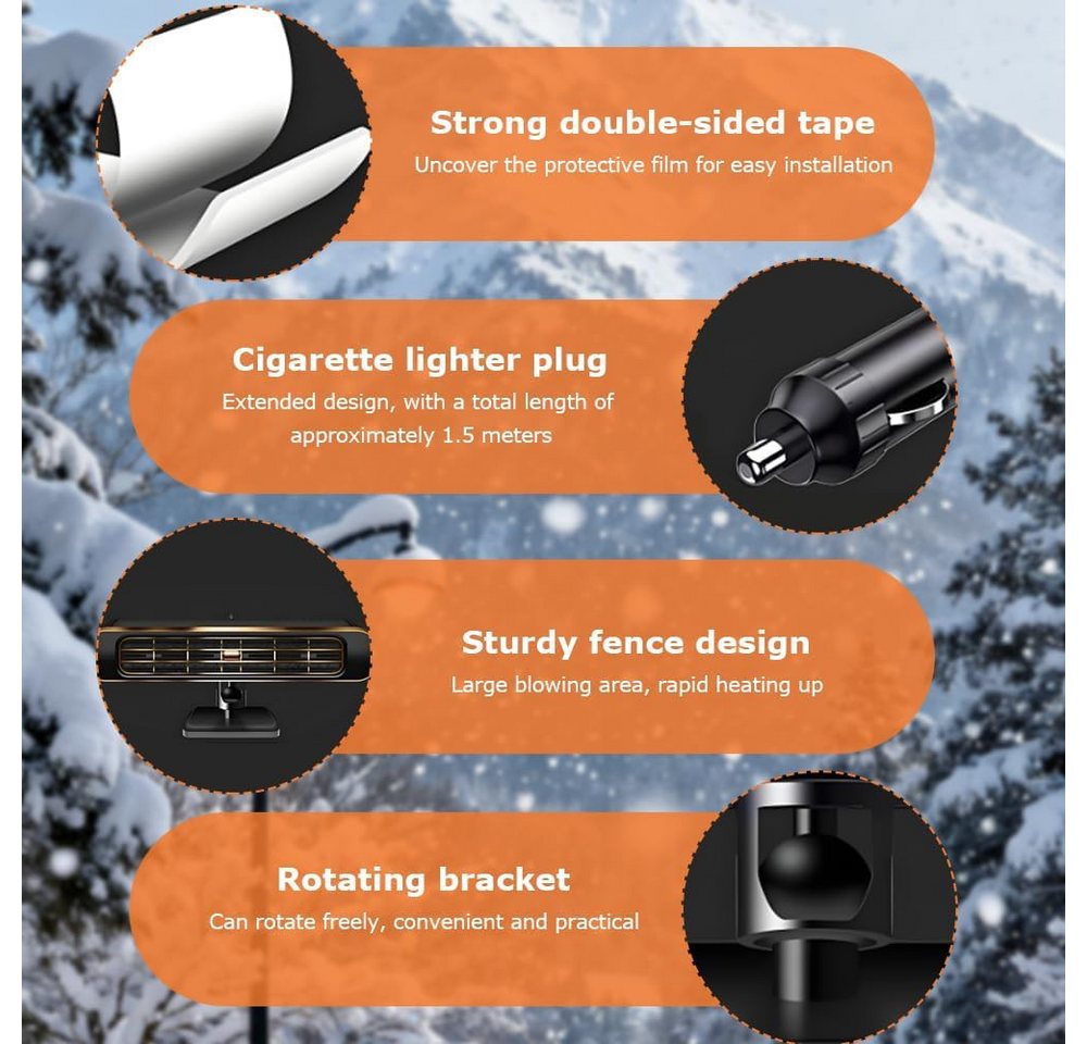 FELIXLEO Heizlüfter Autoheizung 12 V 120 W 2 in 1 Heizlüfter und Defroster 360° Bild 5
