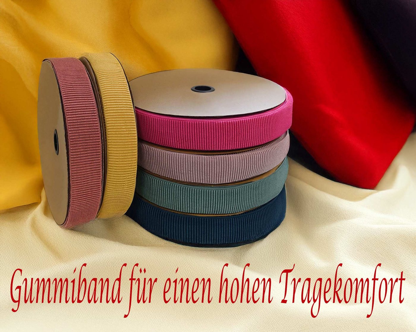 maDDma Webband Gummiband 50 mm Meterware Elastic Rib Band gerippt Bund Bündchen, blau