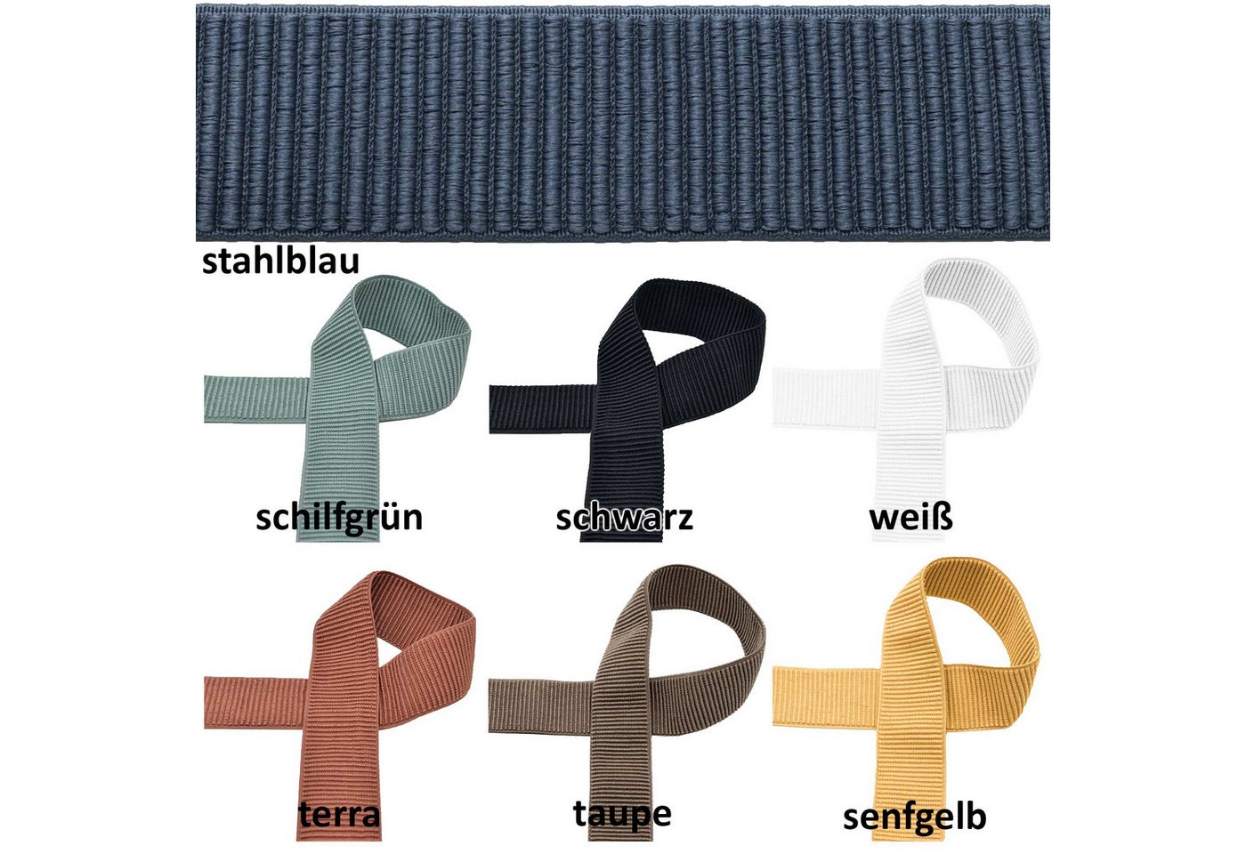 maDDma Webband Gummiband 50 mm Meterware Elastic Rib Band gerippt Bund Bündchen, blau Bild 5