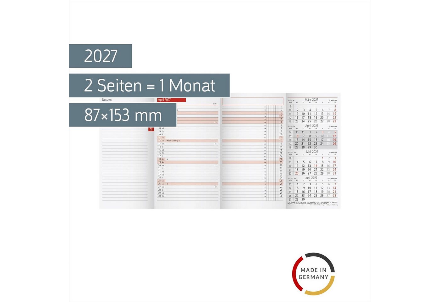 RIDO Monatskalender rido/idé Kalender Monats-Ersatzkal. Mod. TM 12 2027 Karton, weiß Bild 2