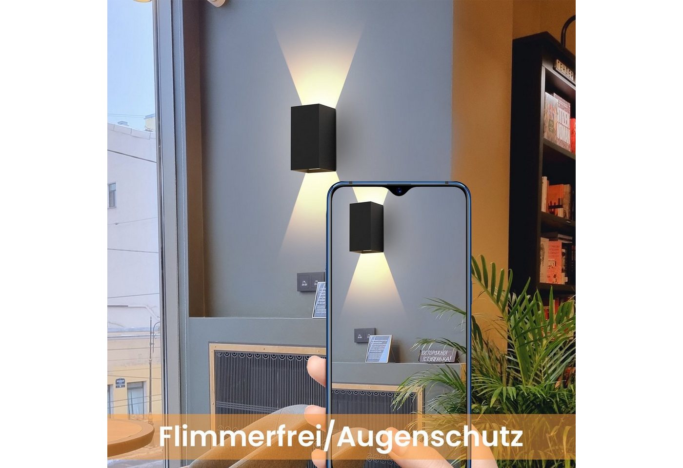 ZMH LED Außen-Wandleuchte Modern Up Down Außen-Wandleuchte Schlafzimmer Flur, LED fest integriert, Warmweiß, Treppenlampe,Flurlampe,Warmweiß,wandlampe aussen Bild 5