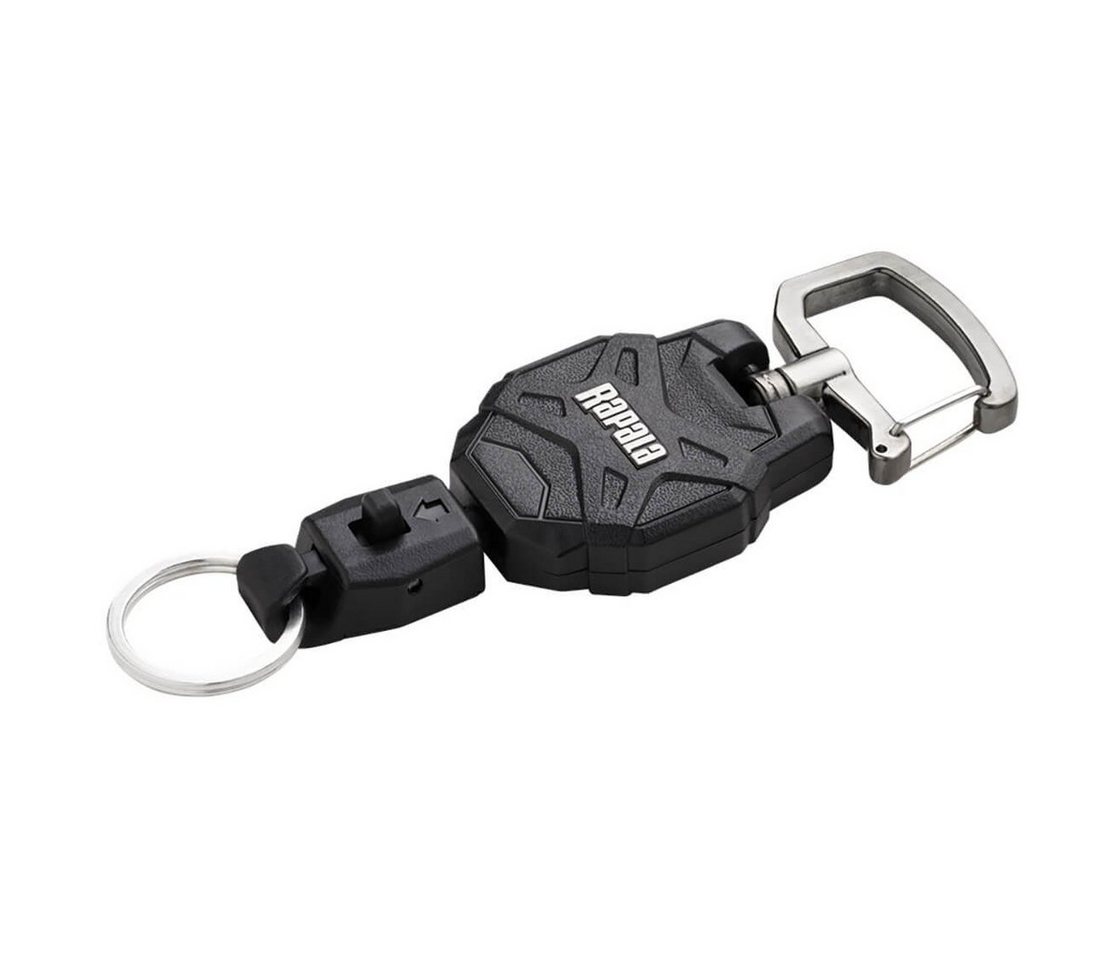 Rapala Anglerzange Rapala RCD Ausziehhalter mit Karabiner Lanyard, 1-tlg., 360° beweglicher Zinkkarabiner, 59kg tragende HMPE-Kordel, Starke und langlebige Feder