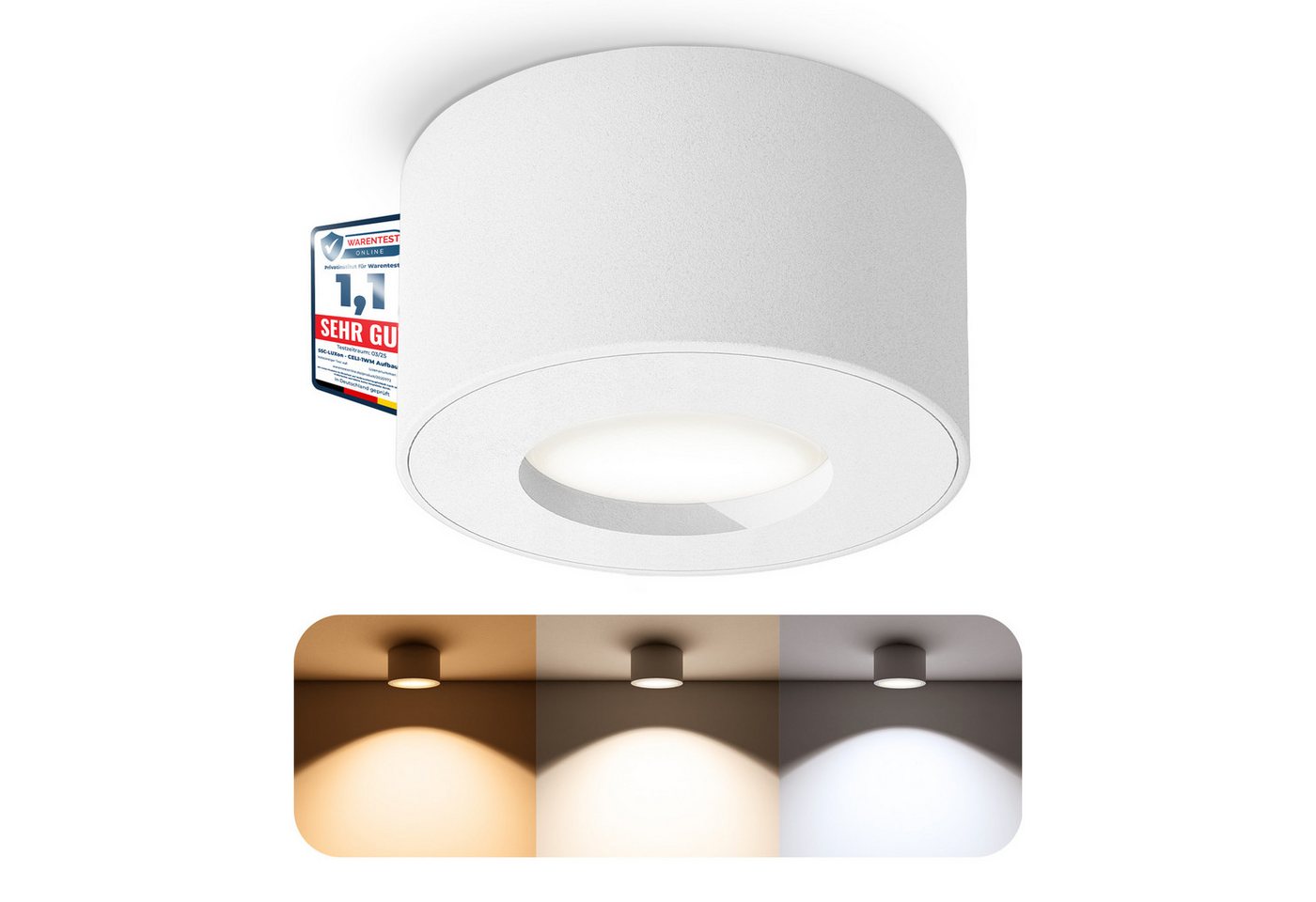 SSC-LUXon LED Außen-Deckenleuchte CELI-1 LED Bad Aufbauspot IP44 6W dimmbar 3CCT flach weiß Spot, Neutralweiß, Warmweiß, Tageslichtweiß Bild 3