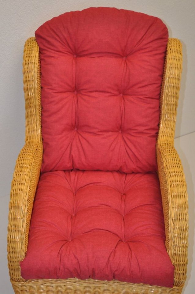 Rattani Sesselauflage Polster Kissen für Rattan Ohrensessel / Rattansessel, Color rot Bild 3