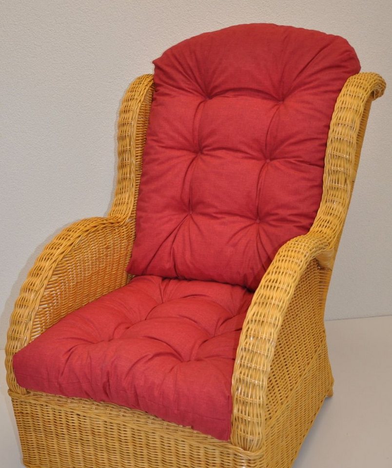 Rattani Sesselauflage Polster Kissen für Rattan Ohrensessel / Rattansessel, Color rot Bild 4