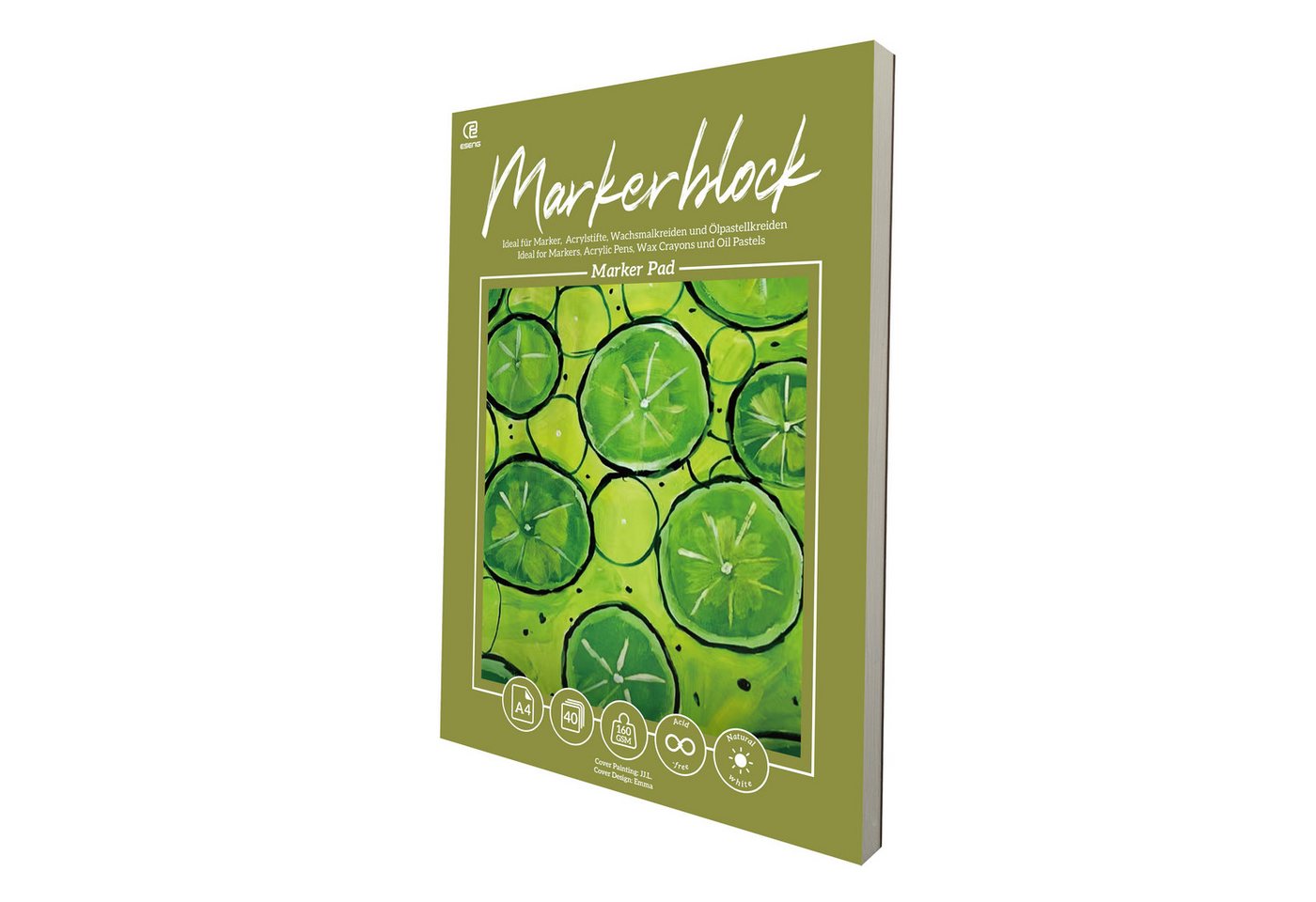ESENG Zeichenpapier Markerblock, 40 Blätter / 80 Seiten - 160g/m², Weiß, A3/A4