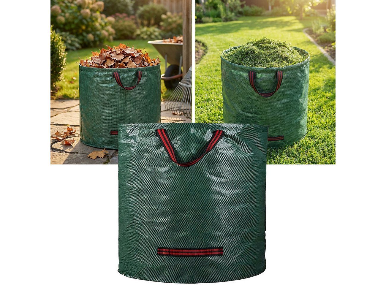shop'n smile ideoon Gartensack XL Gartenabfallsack 272L: Faltbarer, stabiler Grünsack mit Doppelboden, (1-tlg), Ideal für die Sammlung von Laub und Rasenschnitt Bild 3