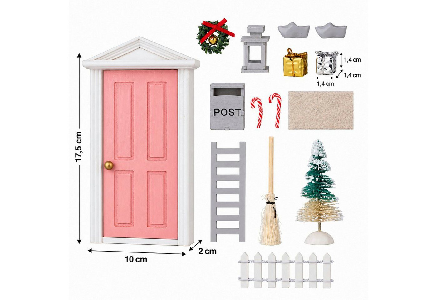 Haushalt International Wichteltür Weihnachtsdekoration Wichtel Set 16tlg (Stück, 16 St., Packung), Miniatur, Weihnachten, Dekoration Bild 2