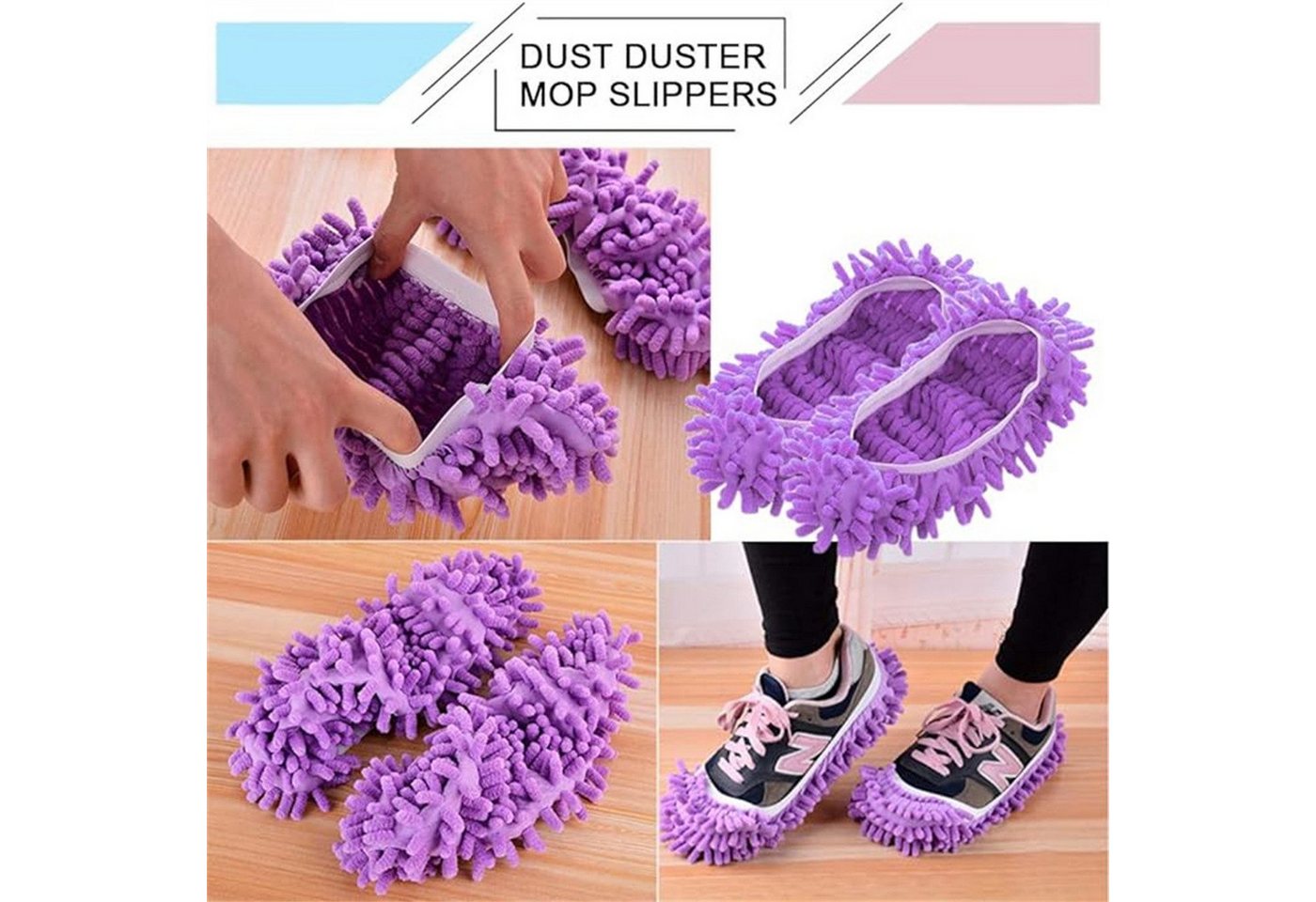 feinlux Staubbesen Staubwischer Schuhe Abdeckung (Set, 5-St., Staubwischer Schuhe Abdeckung), für Mop Staub Staubtuch 10 PCS 5 Paare (10-St)