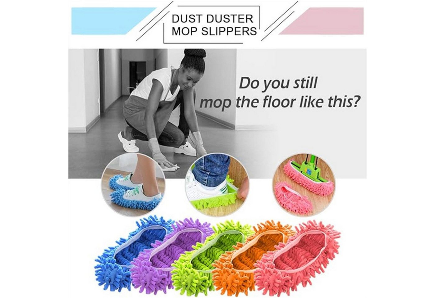feinlux Staubbesen Staubwischer Schuhe Abdeckung (Set, 5-St., Staubwischer Schuhe Abdeckung), für Mop Staub Staubtuch 10 PCS 5 Paare (10-St) Bild 5