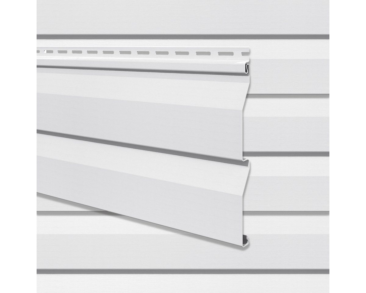 VILO Verkleidungspaneel Canadian Siding SV-03 Stülpprofil 2-Brett 3,0m St. 0,6qm weiss, BxL: 24x300 cm, 0,72 qm, (Stückweise 1 Paneel, 0,72 qm) 2-lagig, solide Beständigkeit, pflegeleicht, abwaschbar, Leichtgewicht