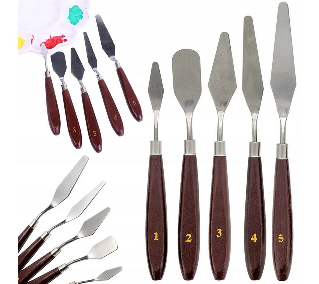 VERK GROUP Malerspachtel Malmesser Malspachtel 5tlg. Farbspachtel Acryl Malerei Künstler Set (5-St., 5-teiliges Malmesser-/Malspachtel-Set) verschiedene Formen und Größen