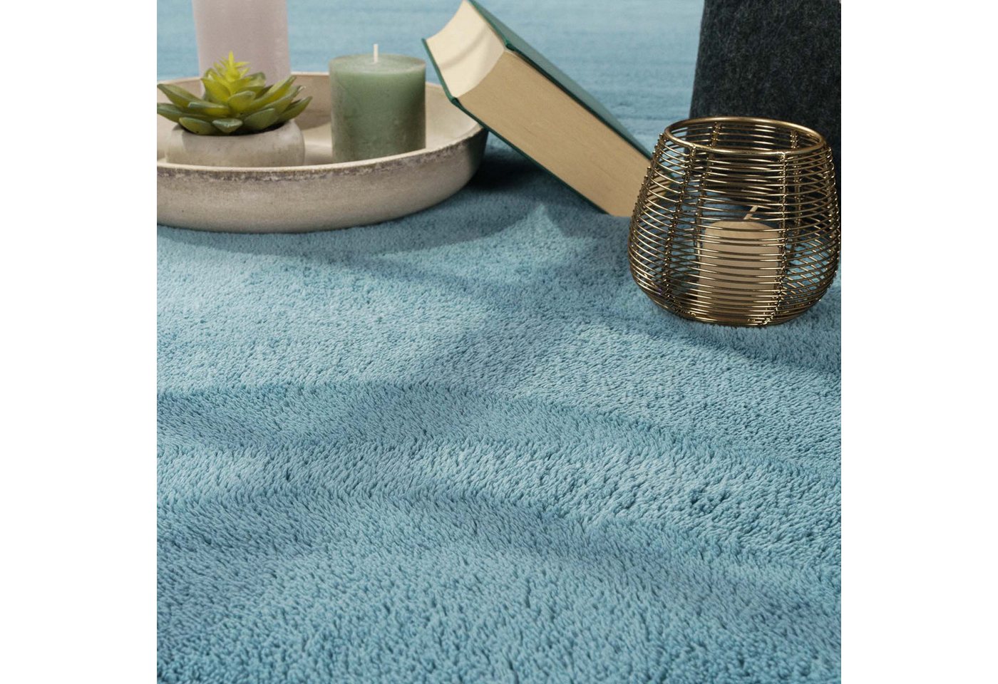 TaCa Home Teppich Supersoft Kurzflor-Teppich Uni, rechteckig, Höhe: 14 mm, Wohnzimmer Schlafzimmer Esszimmer, new hellblau - 50 x 80 cm Bild 4