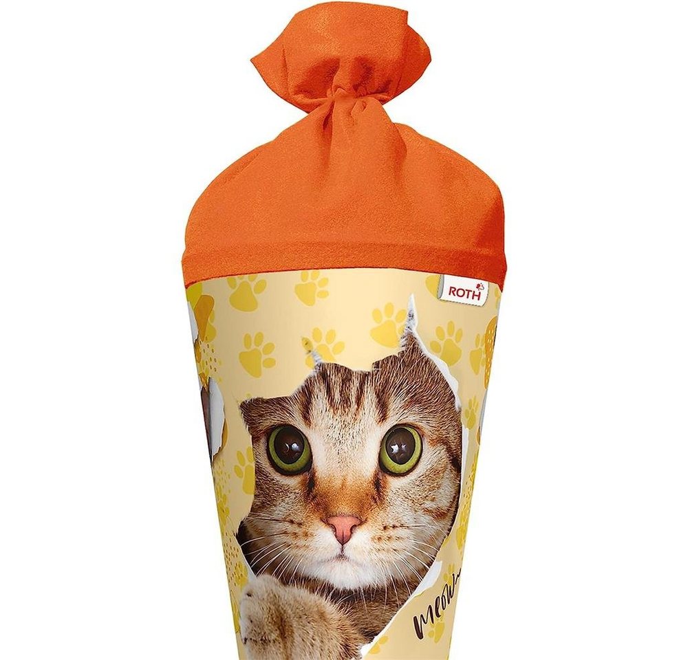 Roth Schultüte Katzenparty, 70 cm, rund, orangefarbiger Filzverschluss, Zuckertüte für Schulanfang Bild 5