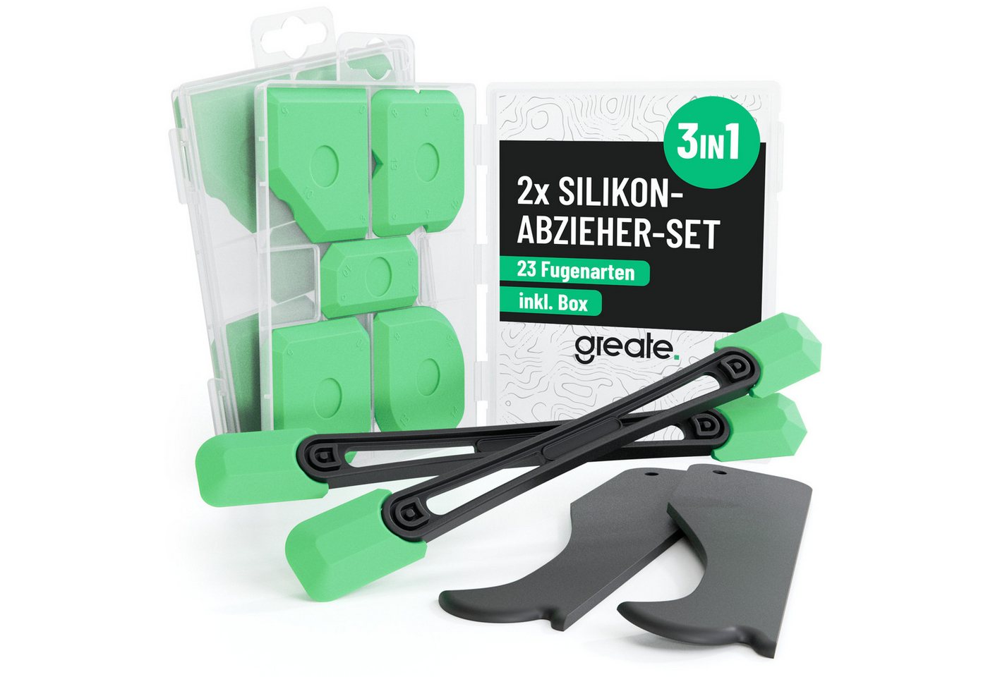 greate. Fugenspachtel 2x Silikon Abzieher Fugen Set 7-teilig - Fugenglätter Silikon (2-St) Macht präzises Glätten auch dort möglich, wo man sonst kaum hinkommt Bild 2
