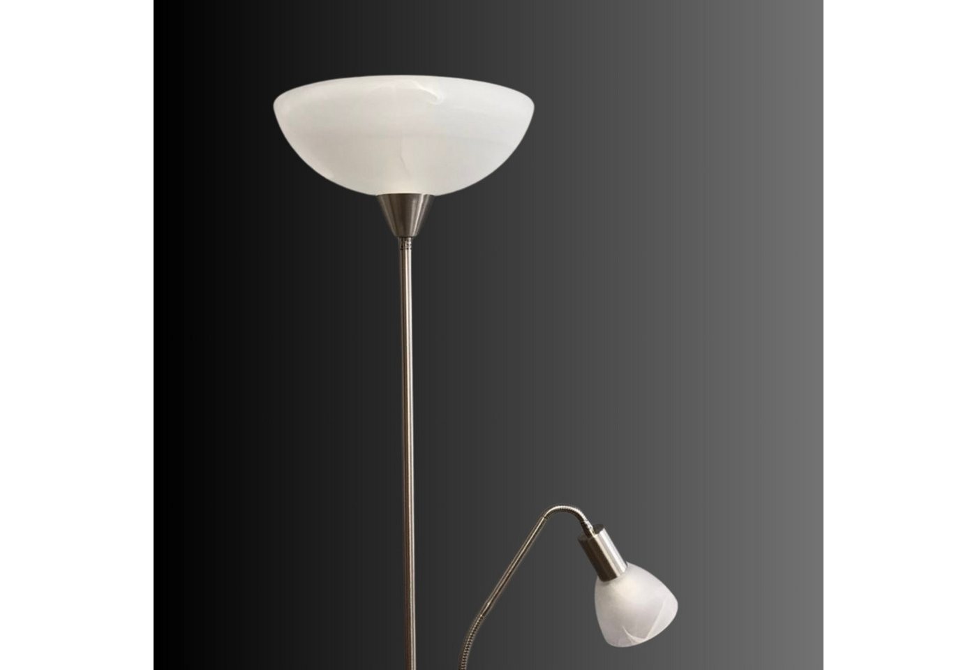 Lichthandel Hoch Lampenschirm Fluterglas Set E14-E27 Leseleuchte & Oberlicht incl. Adapterringe, Fluterglas Komplett Set