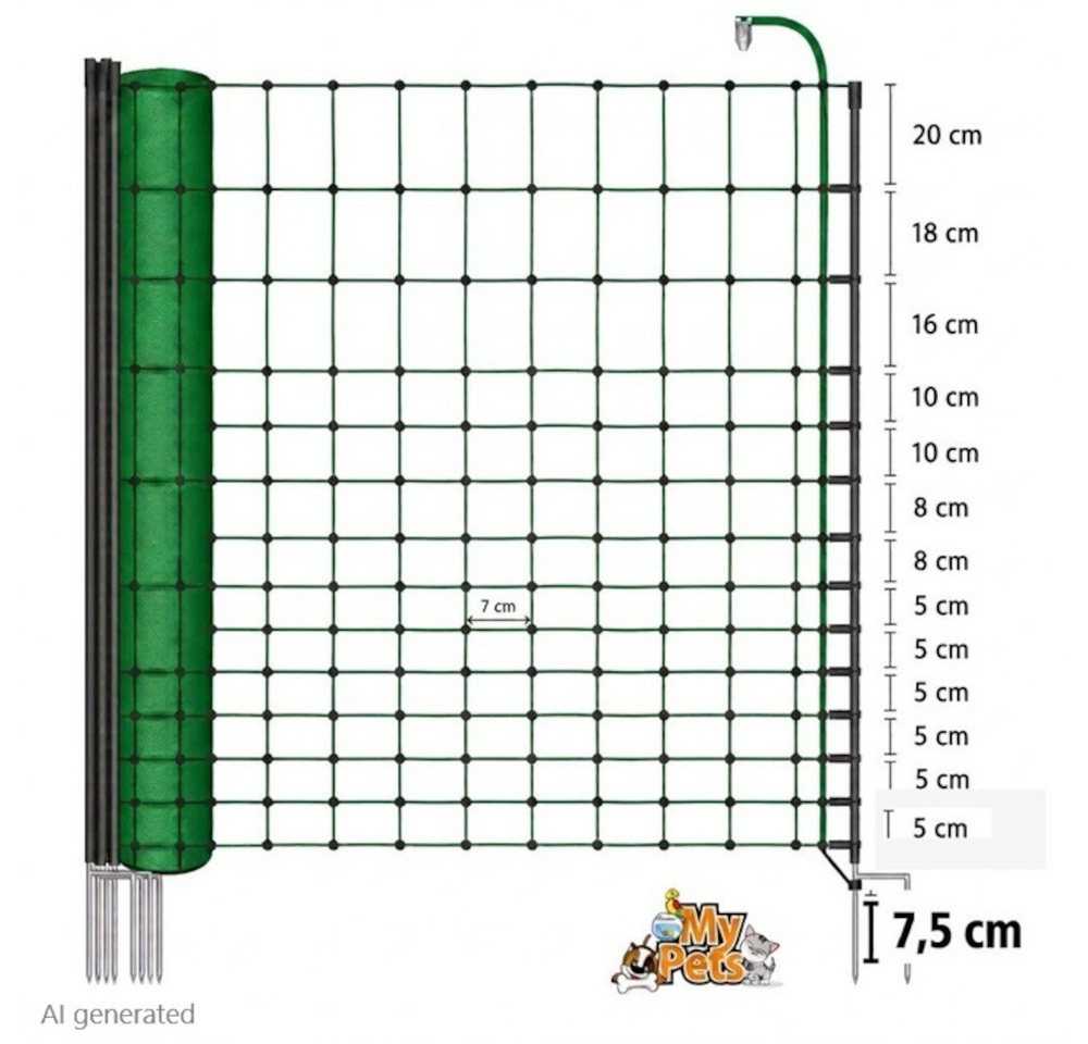 BruKa Weidenzaun Geflügelnetz Elektrozaun Hühnerzaun Geflügelzaun Elektro Zaun Bild 3