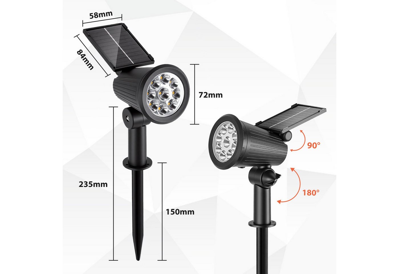 Clanmacy LED Gartenstrahler LED Solar Gartenleuchte mit Erdspieß Solarleuchte IP65 3W Warmweiß, Warmweiß Bild 4