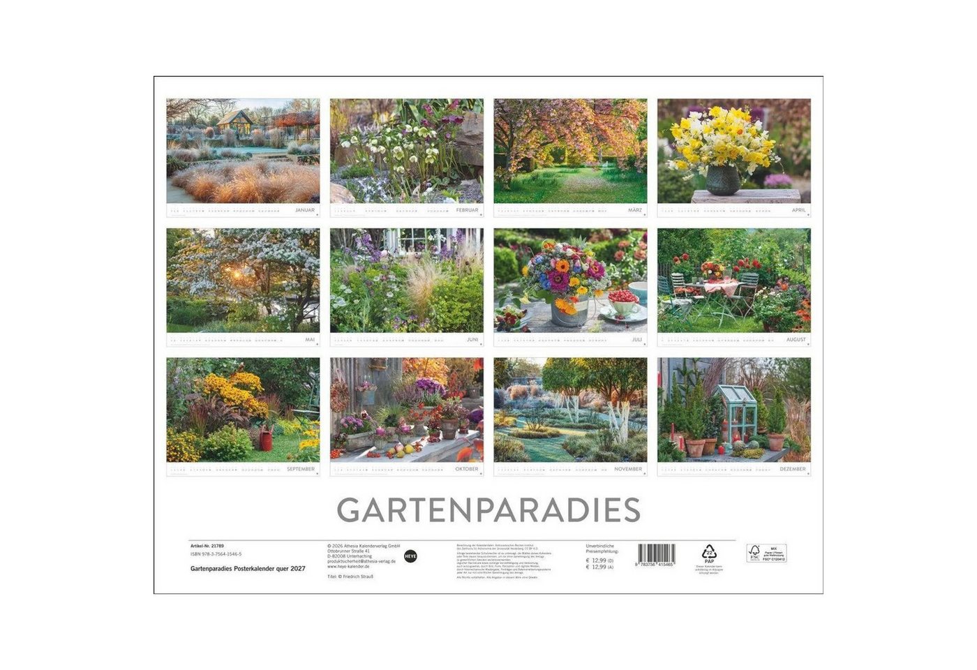 HEYE Wandkalender Gartenparadies Posterkalender 2027 Bild 3