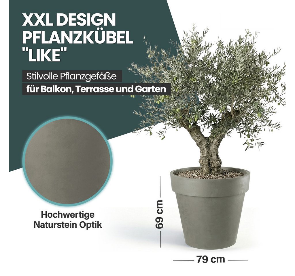 KreLeo Pflanzkübel Rollbarer XXL Pflanzkübel "LIKE" Ø 79 cm in verschiedenen Farben (2 St) Bild 4
