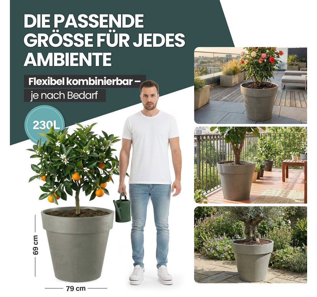 KreLeo Pflanzkübel Rollbarer XXL Pflanzkübel "LIKE" Ø 79 cm in verschiedenen Farben (2 St) Bild 5