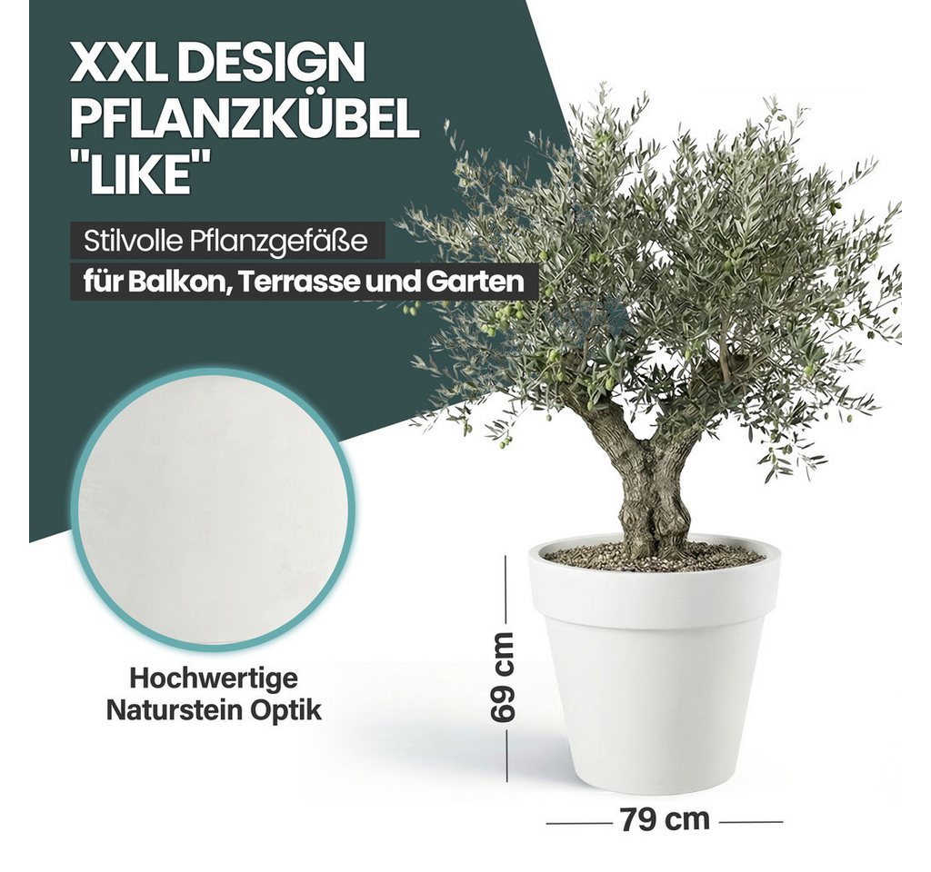KreLeo Pflanzkübel Rollbarer XXL Pflanzkübel "LIKE" Ø 79 cm in verschiedenen Farben (1 St)