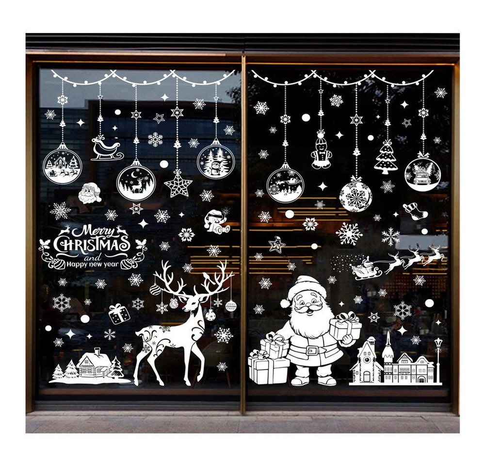 Bomiclss Fensterfolie Weihnachts-Fensteraufkleber, Fensterdekoration Doppelseitig, Aufkleber Weihnachtsdeko Fenster Weihnachtsfensteraufkleber Bild 3