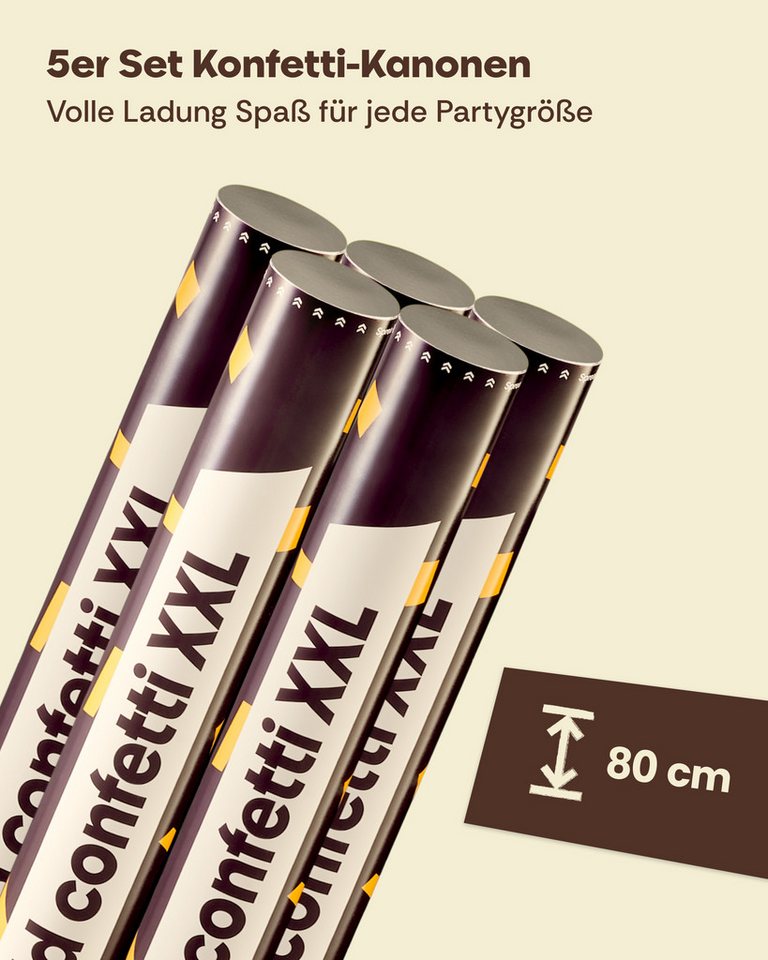 Partyjoker Konfetti Konfettikanone Gold - 5-8 m Konfettistrahl - einfach & sicher - Party, Extra viel Inhalt & Hoher Effekt – Biologisch abbaubar Bild 3