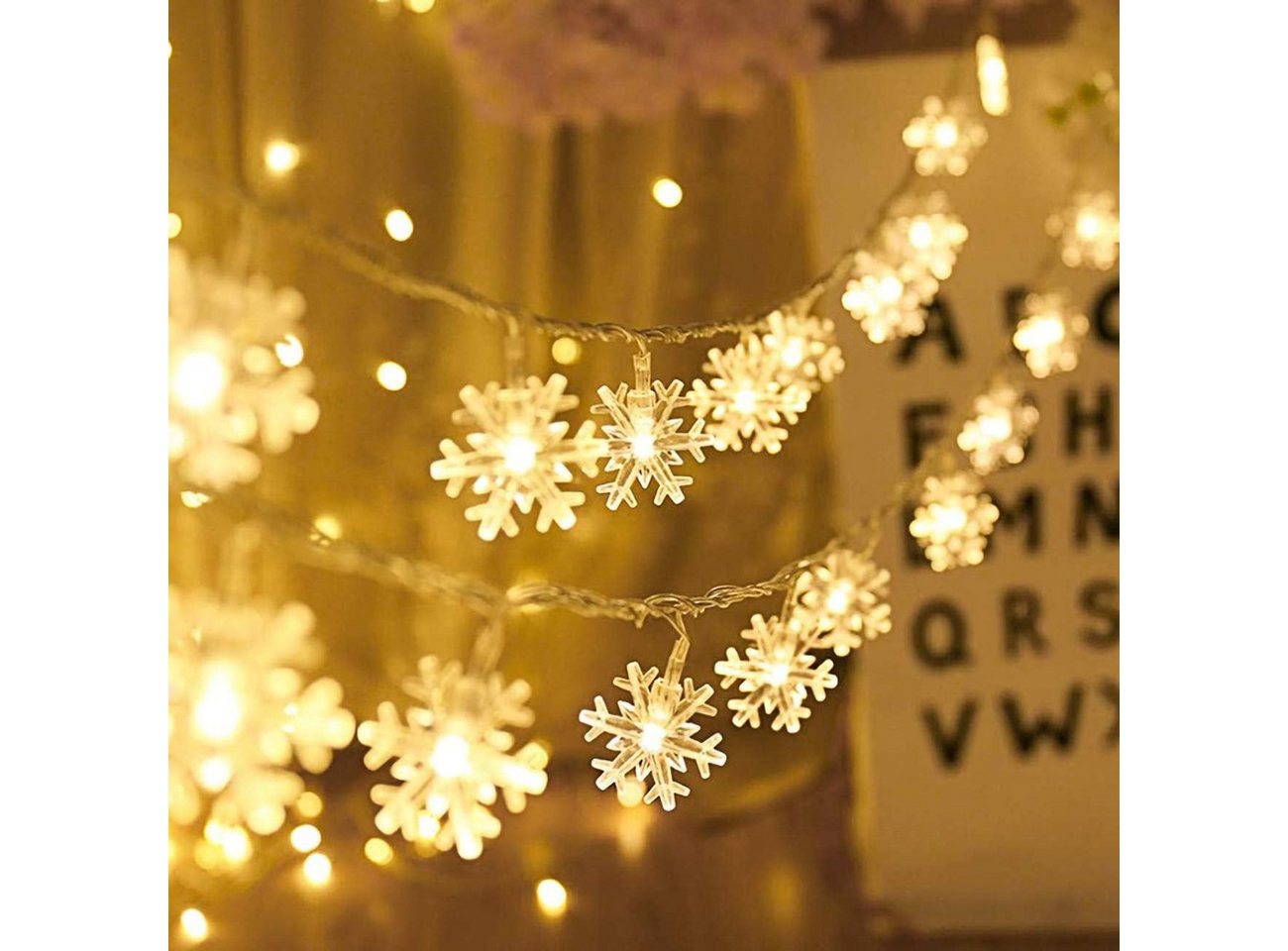 Bomiclss LED-Lichterkette 6M Schneeflocke Party Weihnachts Beleuchtung, für Weihnachtsbaum, 40-flammig, Wasserdicht Bild 2