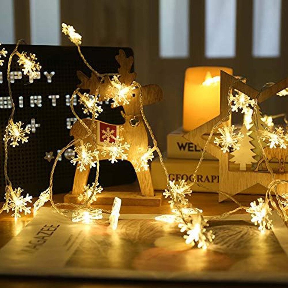 Bomiclss LED-Lichterkette 6M Schneeflocke Party Weihnachts Beleuchtung, für Weihnachtsbaum, 40-flammig, Wasserdicht Bild 3