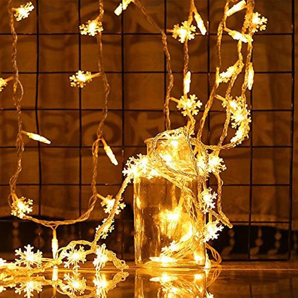 Bomiclss LED-Lichterkette 6M Schneeflocke Party Weihnachts Beleuchtung, für Weihnachtsbaum, 40-flammig, Wasserdicht Bild 4