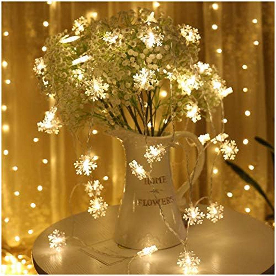 Bomiclss LED-Lichterkette 6M Schneeflocke Party Weihnachts Beleuchtung, für Weihnachtsbaum, 40-flammig, Wasserdicht Bild 5