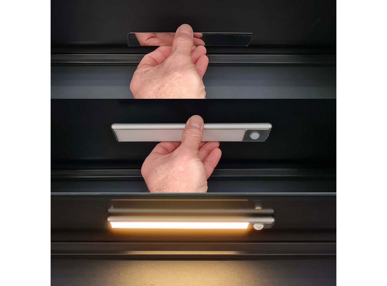 Nedis LED Lichtleiste Akku LED-Lichtleiste 20,5cm, Bewegungsmelder, USB-C, Magnet, Silber, LED fest integriert, Wiederaufladbare LED-Unterbauleuchte mit Bewegungsmelder & Magnet Bild 3