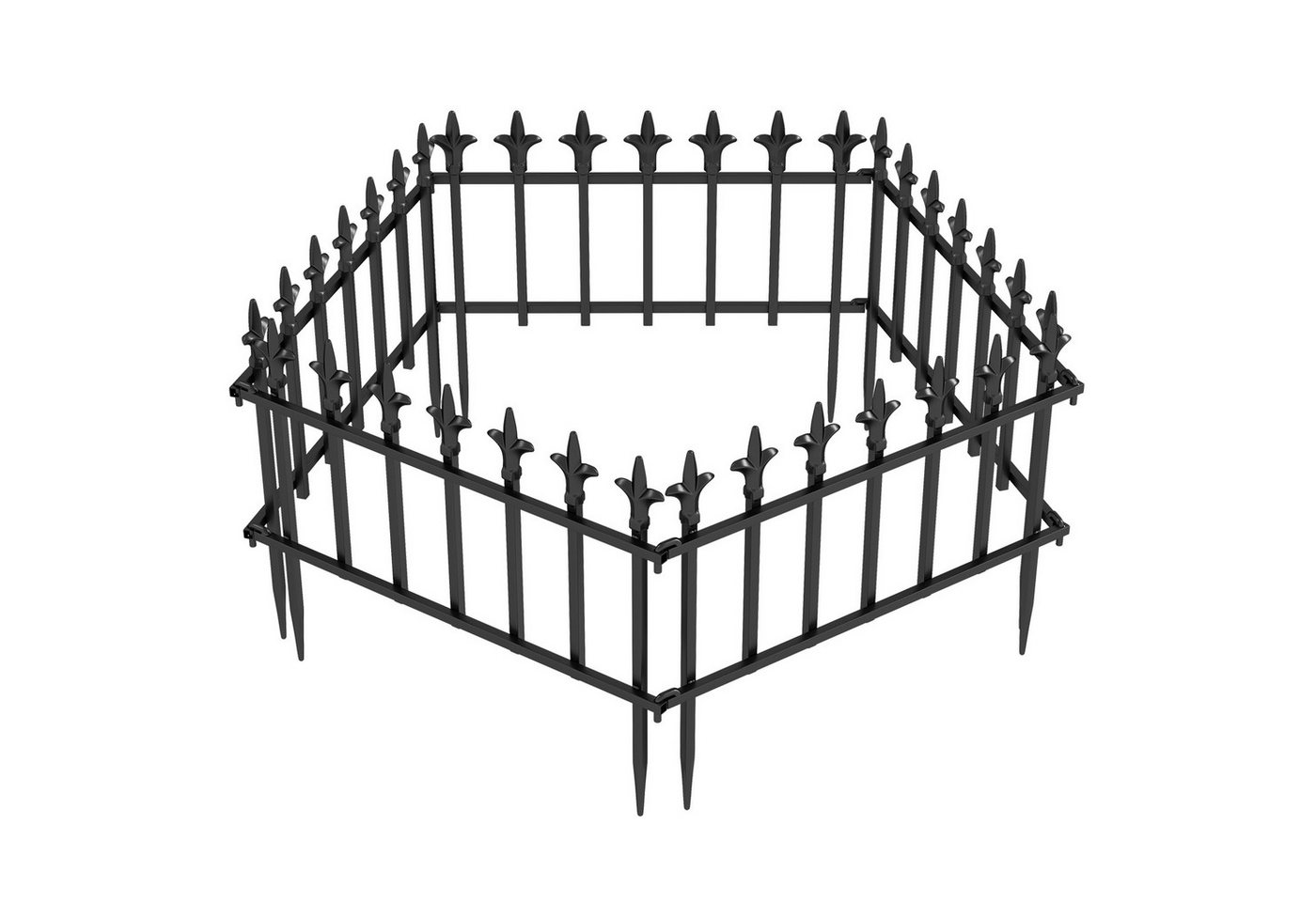 COSTWAY Gartenzaun, 5 Stück Metall Steckzaun mit Fleur-de-Lis, 56 x 44 cm Bild 2