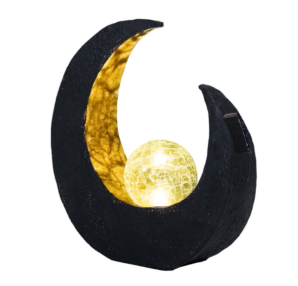 GLOBO LIGHTING LED Solarleuchte, LED-Leuchtmittel fest verbaut, Gartendeko Solarlampen für Außen Outdoor Balkon Deko schwarz gold Mond Bild 4